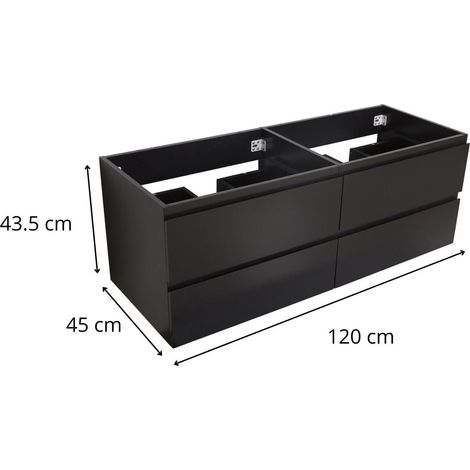Mob-In – Meuble sous vasque double suspendu 120 cm – 4 tiroirs avec fermeture progressive – Panneau mélaminé – Installation facile — vue 3