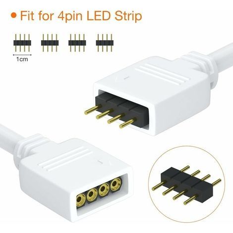LED-Streifen-Anschlussset, 2 Stück 4-polige LED-Streifen-Splitter (1 auf 2 Kabelverteiler) mit 4-poligem Stecker für 5050, 3528 und 2835 RGB-LED-Streifen (DIY-Zubehör) (1/4)