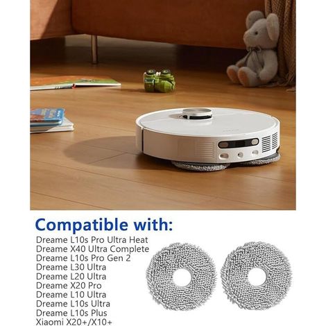 FOREHILL 10 Chiffons de Nettoyage pour Dreame L10s Ultra/L20 Ultra/L10s Pro Ultra Heat/L10s Pro Gen 2/D10 Plus Gen 2/L40 ultra/X40 Ultra Complete/Xiaomi X20+/Ecovacs Deebot T30 Pro Omni/T30S Pro (1/5)