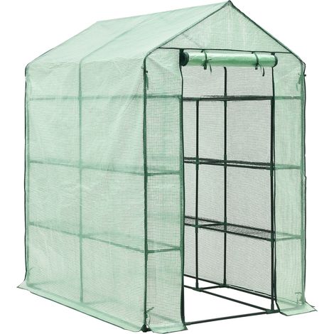 Gewächshaus Vale mit Ablagen 120x170x194cm Grün [en.casa]
