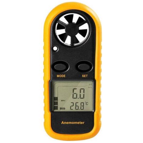 Anemometro portatile, anemometro digitale ad alta precisione (±5%) con retroilluminazione LCD, anemometro portatile per uso esterno, HAVC, droni (1/5)