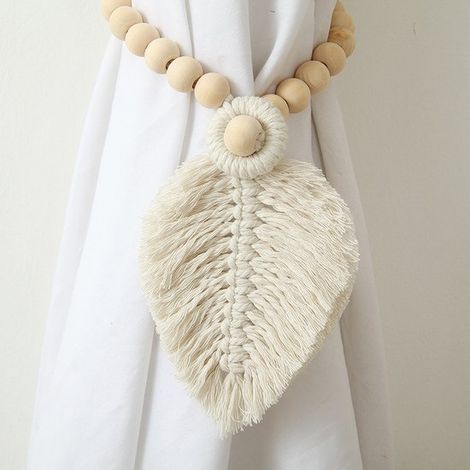 Confezione da 2 fiocchi per tende tessuti a mano，Fiocchi per tende in stile bohémien，Cordoncini decorativi per tende in cotone tessuti a mano (1/5)