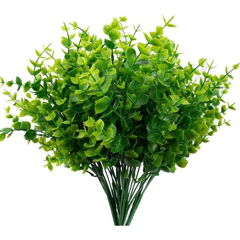Plantes artificielles - 5 Paquets d'herbe - Résistantes aux UV pour l'extérieur Fleurs artificielles - Balcon Vert Eucalyptus - Herbe Artificielle - Décoration d'extérieur pour la Maison et Le Jardin (1/5)