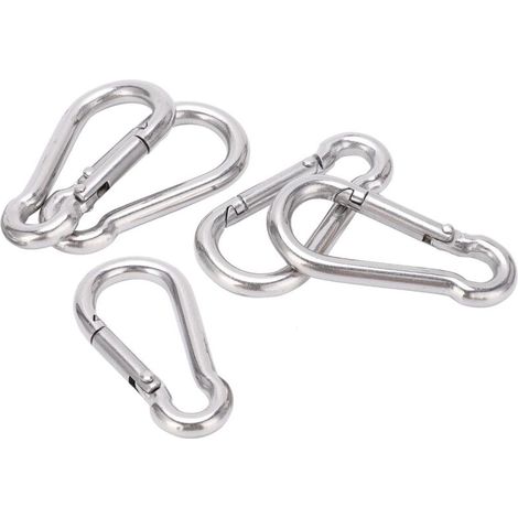 Jeffergarden Lot de 5 mousquetons de 40 mm en acier inoxydable robuste avec ressort pour hamac et laisse de chien (1/5)