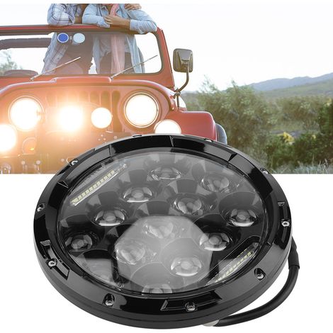 2 pièces phare projecteur LED circulaire 7 pouces 75W feux de route et de croisement DC 12V 24V pour Jeep Wrangler (1/5)