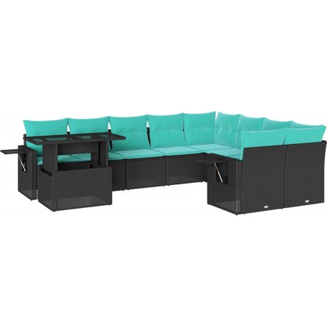 Maison Exclusive - 10-teiliges Gartensofa-Set mit Kissen, schwarz (1/5)