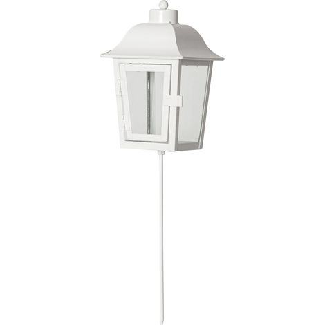 Grablaterne ,Serene', Metall und Glas, weiß, ohne Kerze, H 45cm (1/5)