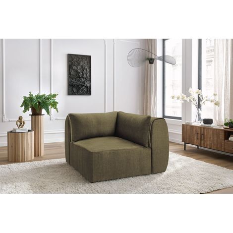 BOBOCHIC - Angle pour canapé modulable JEANNE tissu velours Réversible Vert (1/5)