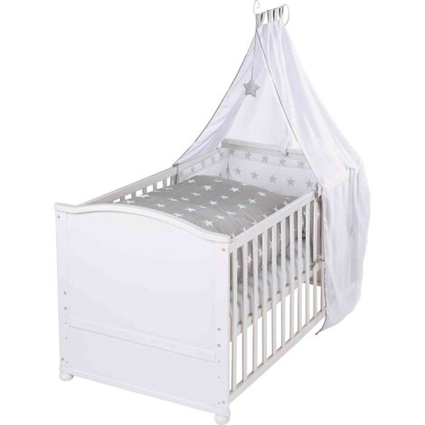 Lit évolutif bébé 70 x 140 cm – En bois et MDF – Avec barres de protection – Lit combiné bébé et junior – Roba (1/2)