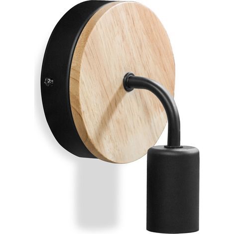 Applique murale scandinave en métal et bois – Design élégant pour salon et entrée – Type d'ampoule non incluse – Dimensions 17 cm de hauteur (1/4)