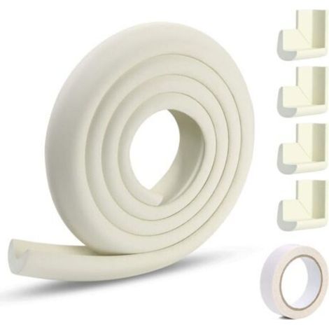 Vicloon Protection des Bords et Coins de Meubles,2 Mètres Protection Mousse Sécurité avec 4 Angles, Kit de Sécurité pour Bien Protéger Les Enfants, Blanc Crème (1/5)