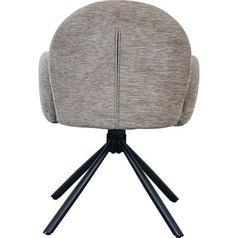 Lot de 2 chaises pivotantes avec accoudoirs en tissu effet velours, siège taupe, pieds métal noir, pour salle à manger, salon ou bureau CHICFURN (1/5)
