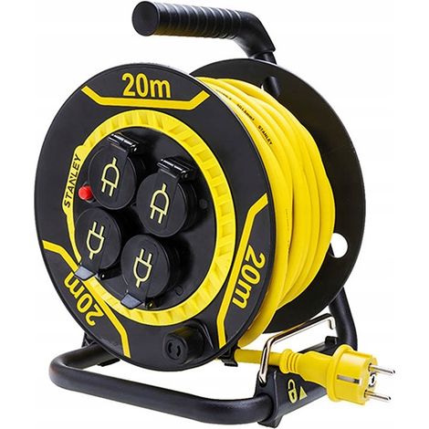 Stanley Avvolgicavo Pro giallo telaio metallico 20m