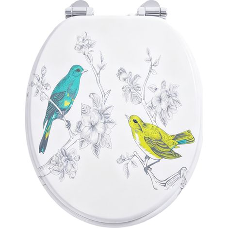 Homseat MDF Toilet Seat with Soft Close function, Colorful Floral and Bird (1/5)