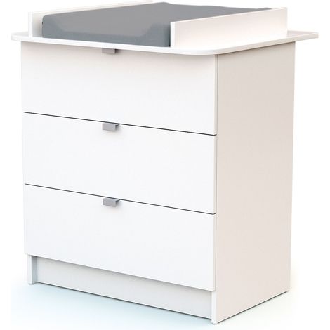 Les Tendances – Commode à langer 3 tiroirs en bois – Dimensions 79 x 65 x 92 cm – Plan à langer amovible inclus – Conforme norme EN 12221 (1/4)