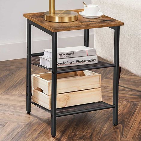 Set de 2 tables d&039appoint Brad 40x40 2 tablettes - brun (1/5)