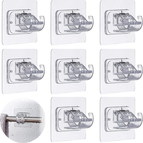 Support De Tringle À Rideau Sans Perçage - Support Adhésif En ABS - Charge Maximale 5 Kg - Pour Verre Carrelage Marbre - Lot De 8