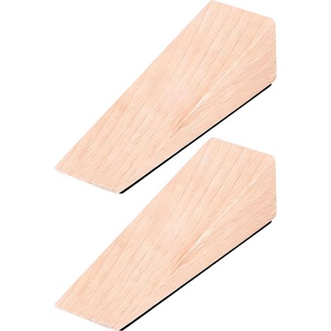 Lot de 2 Butées de Porte en Bois Triangulaires Antidérapantes et Coupe-vent Cales de Porte Compacts pour Sécurité Intérieur Adaptées de Maison Chambre et Bureau Finition Bois (1/5)