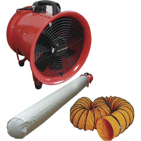 Mw Tools – Ventilateur mobile 500W – Tuyau d'évacuation 10m – Sac filtrant ø 300mm – Évacuation fumées et gaz – MV300SET