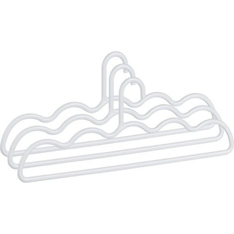 Lot de 3 cintres crantés pour vêtements, antidérapants et ne laissant aucune trace, épais et blancs, pour draps et autres vêtements. (1/5)