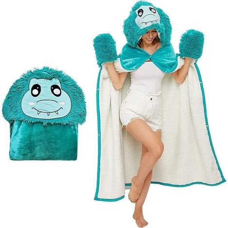 1 pièce Couverture Dinosaure vert, douce et lavable, couverture poncho avec boutons, 150x130 cm, pour adultes et enfants