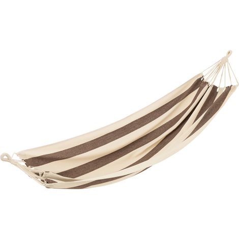 Hamac en Tissu "Grandes Rayures" 200cm Marron (1/4)