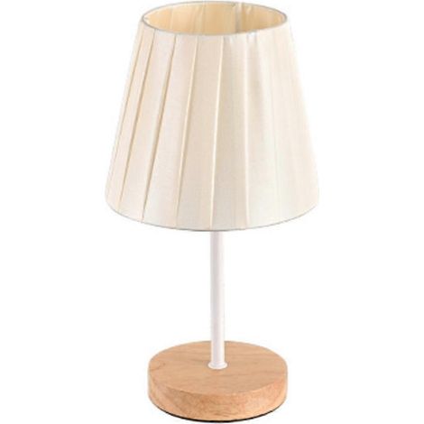 Lampe de bureau LED 3W, lampe de table en bois alimentée par USB - Lampe de chevet LED portable avec abat-jour plissé et capteur tactile 3 couleurs (1/5)