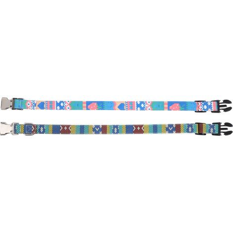 Bohemianisches Haustierhalsband, verstellbar, für Hunde oder Katzen, mit Schnellverschluss und kostenloser Gravur (Erdbeerblau gesprenkelt, Größe S) (1/5)