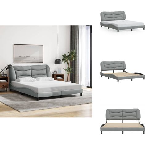 Cadre de lit sans matelas gris clair 160x200 cm tissu - Lit Plateforme - Lit Double - Cadre De Lit - Literie - Meuble Chambre (1/5)
