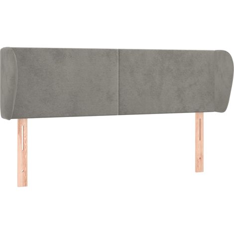 Testiera accessorio letto mobile camera da letto con bordo laterale 147 x 23 x 78/88 cm tessuto velluto grigio chiaro TDL0205234