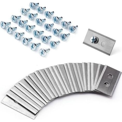 Juego de 24 cuchillas para cortacésped Luba AWD 5000, Luba AWD 3000 y Luba AWD 1000, doble orificio, color plata, con 24 tornillos, cuchillas de repuesto duraderas de acero inoxidable, 36 x 18 x 0,9 m (1/4)