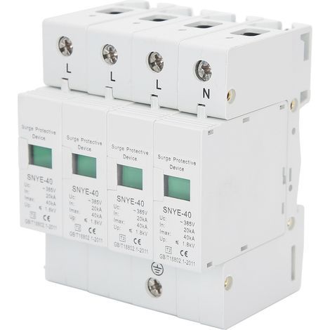Dispositif de protection contre les surtensions Parafoudre secondaire anti-tonnerre 4P 385VAC pour le contrôle d'automatisation (40KA) (1/5)