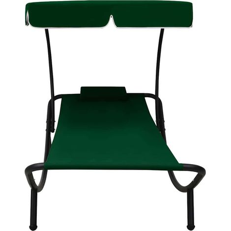 Maison Exclusive - Lettino Prendisole con Baldacchino e Cuscino Verde (1/5)