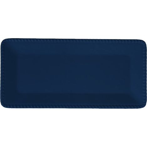 Plateau rectangulaire de service en mélamine bleu avec bord effet corde 43,5 x 21 x 2,5 cm - PANGIVO (1/2)