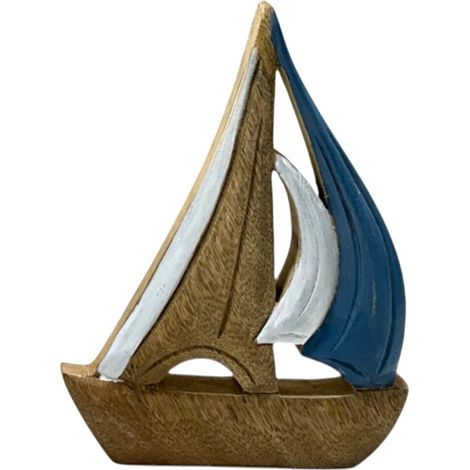 Barca a vela decorativa in legno per casa e ufficio - Modello in stile nautico - Regalo ideale per gli amanti del mare