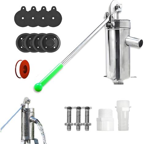 1 Pompe À Eau Manuelle En Acier Inoxydable, Poignée Ergonomique 46cm, Pour Puits Jardin Et Récupérateur D'eau De Pluie (1/5)