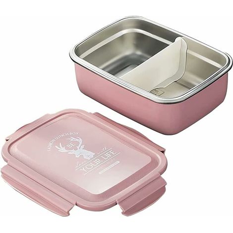 Boîte à lunch isotherme carrée en acier inoxydable étanche (rose, 350 ml)