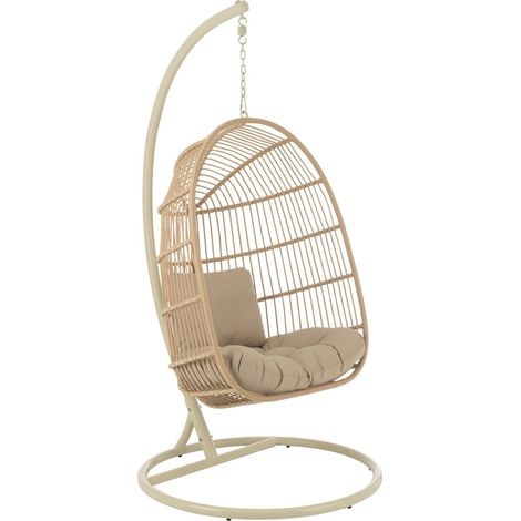 Fauteuil suspendu design acier et corde beige pour détente élégante - Beige naturel chaleureux (1/5)
