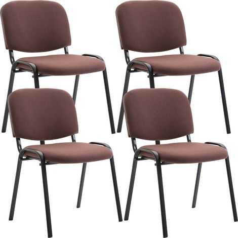Set 4 sedie visitatore area attesa impilabili in tessuto marrone, base a 4 gambe in metallo nero 100003191