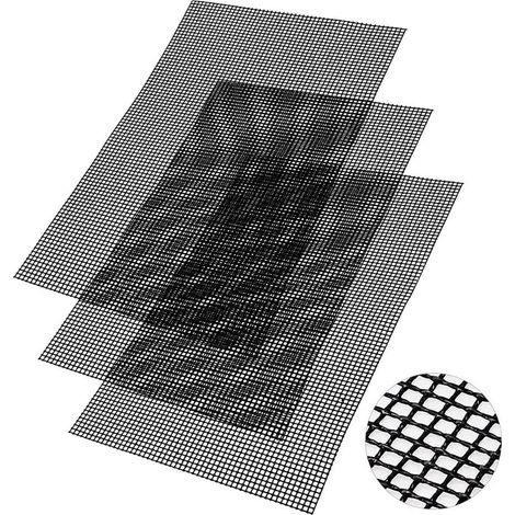 Ensemble de 3 tapis de grillage pour barbecue en maille antiadhésive réutilisable résistant à la chaleur pour barbecue en téflon pour griller de la viande, des légumes, de la cuisson, de la cuisson, 4 (1/5)