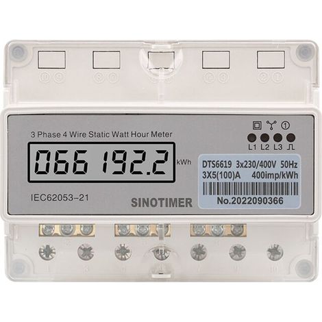 Compteur d'électricité triphasé 4 fils sur rail DIN, wattmètre numérique, consommation électrique kWh, 100 A, ampèremètre-AquaForge