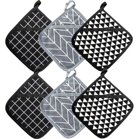 Maniques Cuisine et Gant Four Résistants à la Chaleur 392 ° F, Gant Cuisine Four Épaisses , 17cm x 17cm (Multicolore 2) (1/5)
