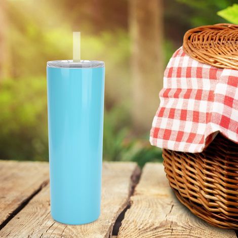 Tasse de voyage en acier inoxydable de 590 ml avec couvercle pour café, thé et autres boissons chaudes ou froides. Bleu vif. (1/5)