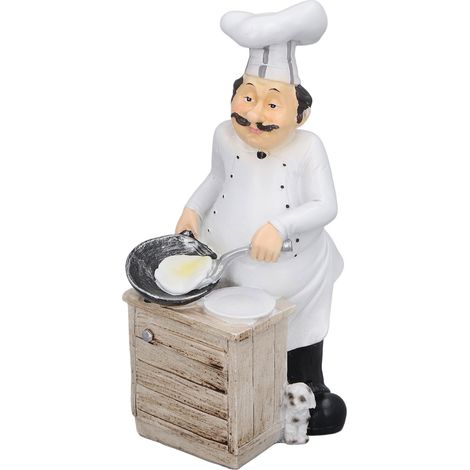 Figurine de chef cuisinier, petite statuette décorative en résine, style stéréoscopique, idéale pour la cuisine, le salon ou la chambre. Parfaite pour la cuisine, le salon ou la chambre. (1/5)