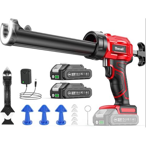 Pistolet à Cartouche sans fil 21 V - Vitesse Réglable avec 2 batterie 2.0 Ah et 1 Chargeur pour Calfeutrer, Remplir, Scellage Mécanisme Anti-goutte (1/5)
