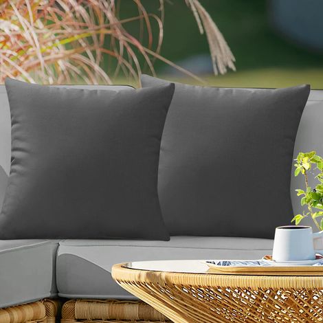 2 Housses de coussin de jardin gris impermeables 40 x 40 cm, resistantes aux UV et a la decoloration, lavables en machine, coussins non inclus (1/5)
