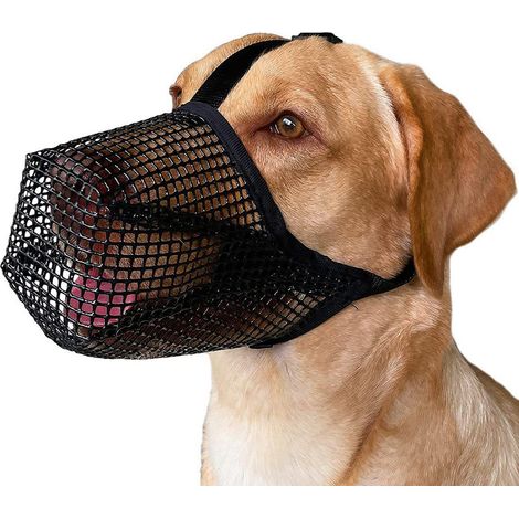 1 muselière pour chien, ajustable, maille respirante, anti-morsure, anti-aboiement, anti-léchage, taille M, noir (1/5)