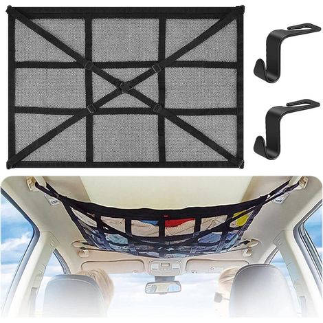 MINKUROW Rete Portaoggetti per Tetto Auto, Rete Portaoggetti per Tetto Auto 80cmx55cm Borsa Universale per Bagagli per Auto da Viaggio e Organizzatore Quattro Braccioli per Tetto per SUV, Furgone (1/5)
