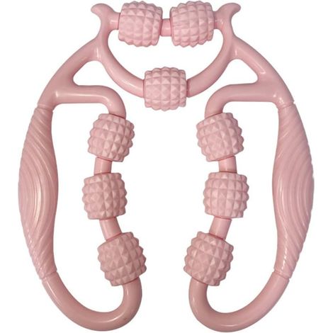 Rouleau musculaire pour jambes, Rouleau de Massage Anti-Cellulite 360 °, pour Les Muscles Manuel 9 Roues Rouleau Cellulite pour Les Cuisses Rouleau en Mousse, Soulage la Fatigue, Rose (1/5)