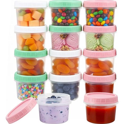 12 Petits Pots De Conservation 120 Ml, Boite Alimentaire Plastique Réutilisables, Pot Repas Étanches Avec Couvercle, Sans BPA, Idéals Pour Collations, Sauces, Purées, Compatibles Micro-ondes (1/5)